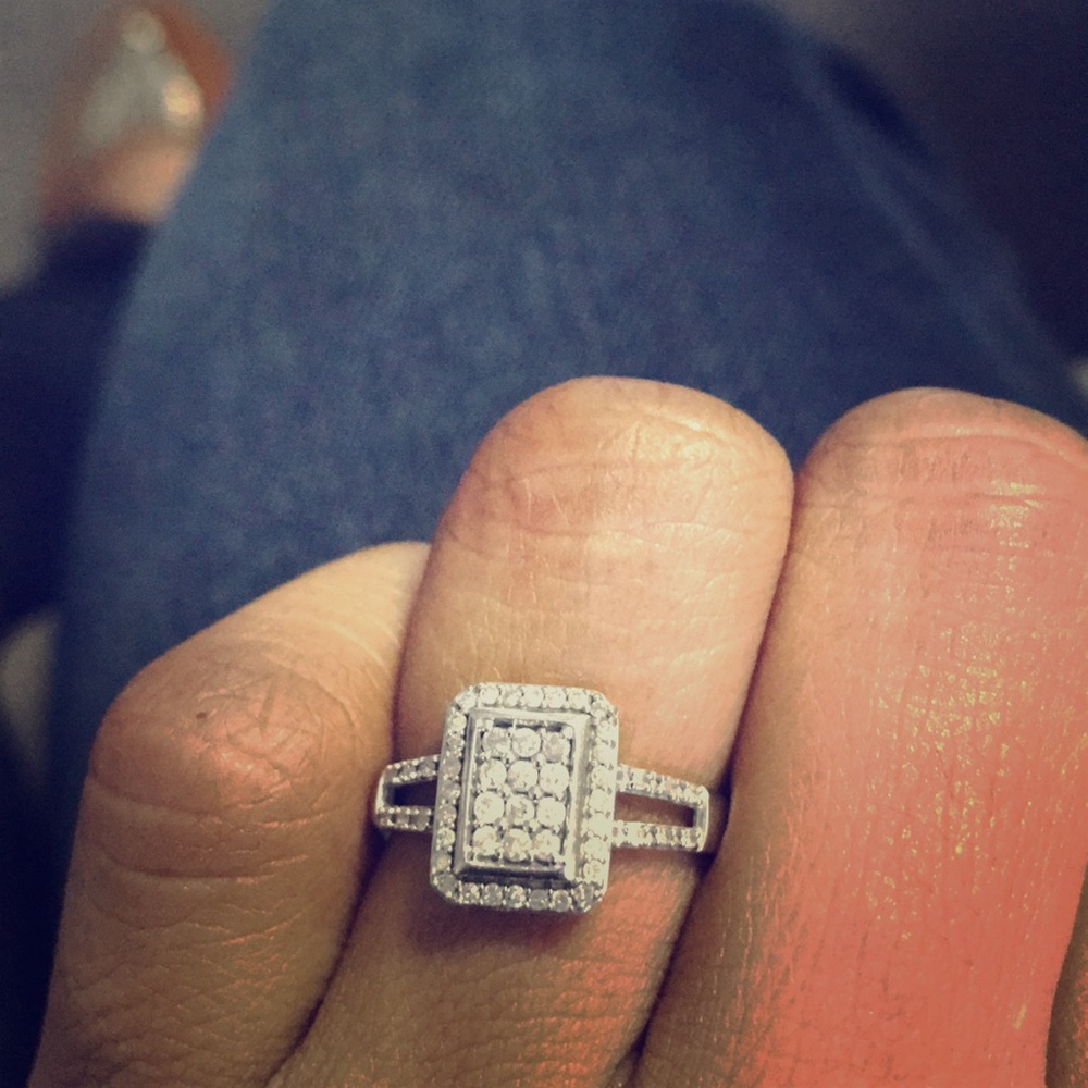 1/3 CT. Diamond 10K White Gold Rectangular Ring